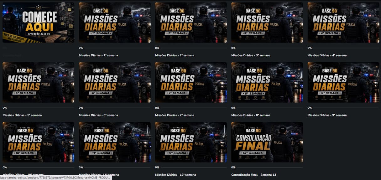 Screenshot da área de membros da Operação Base 90